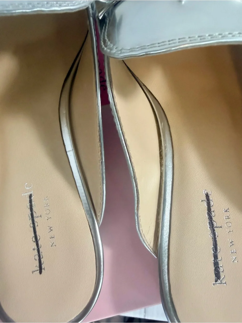 kate spade Silver Metallic Leather Mule Clogs